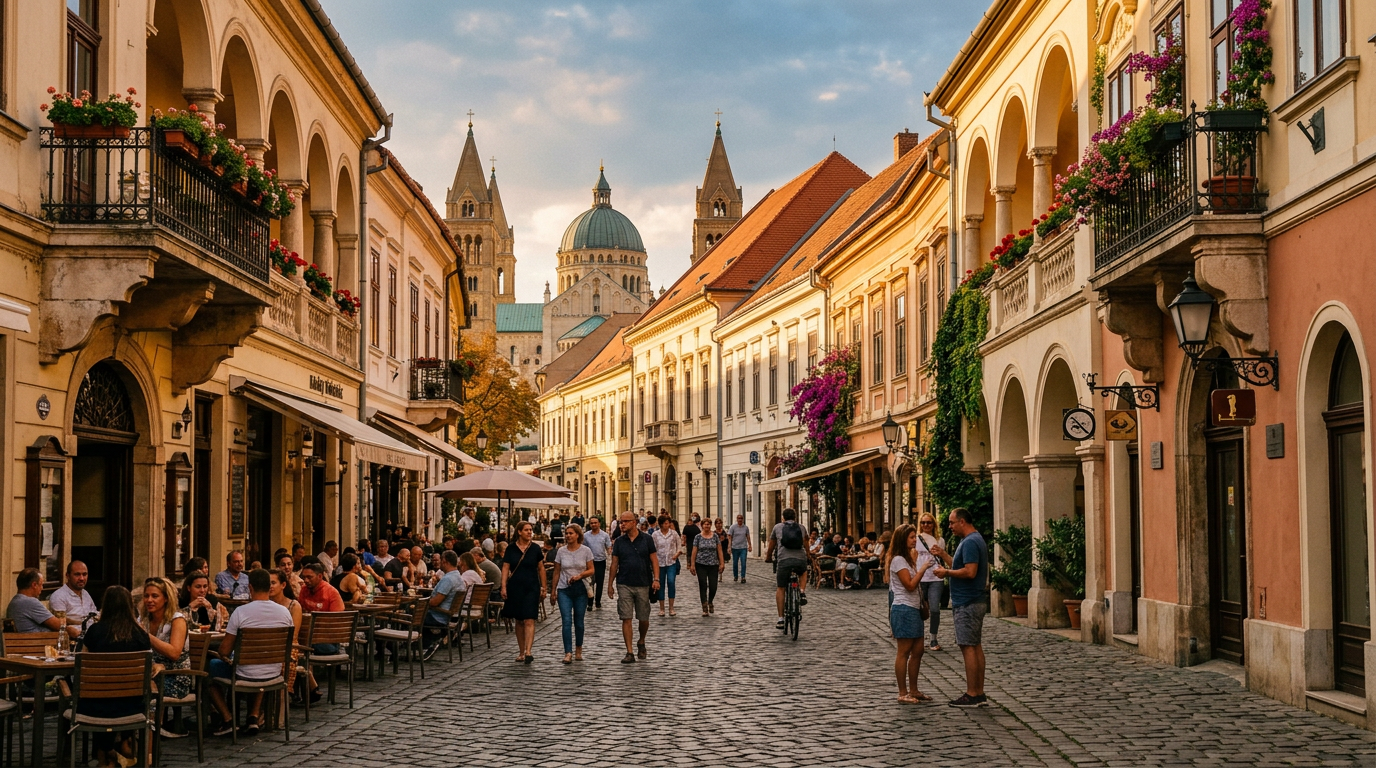 Pécs mediterrán hangulatú utcái